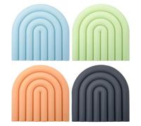 Sxutop 4 Piezas Salvamanteles Silicona Arco Iris Salvamanteles Resistentes al Calor Protector Sartenes Silicona Arco Iris Salva Manteles para Utensilios de Cocina Ollas Sartenes Cuenco, 4 Colores