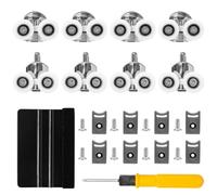 Sxutop 8 Piezas Rodamientos Doble Mampara Ducha 25 mm Ruedas para Puerta de Ducha Ruedas Mampara Superiores y Inferiores Rodillo Mampara Ducha para Puertas de Vidrio de 4-6 mm de Espesor