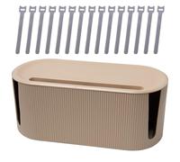 Sxutop Caja Cables Organizador Caja Gestión Cable con Tapa y Bridas Velcro Cajas para Ocultar Cables Cajas Esconder para Casa Oficina (30 x 13 x 12.5 cm, Marrón)