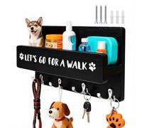 Sxutop Soporte para Correa de Perro de Madera para Pared Llavero para Perros con 4 Ganchos Portallaves Pared Negro Perchero Organizador Correas y Accesorios para Perros para Organizar el Pasillo