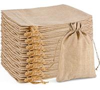 SXUUXB 20 Piezas 20x30 cm Bolsas de Lino Bolsas de Yute con Cordón, Bolsa de Almacenamiento Reutilizable Bolsas de Joyería Bolsas de Regalo para Bodas, Fiestas y Navidad (Color Primario)
