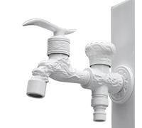 SXWYLZ Blanco Grifo de Jardin de Doble Salida Grifo Jardin Doble Salida Retro Grifo Agua Fria Lavabo Grifo Jardin Doble Salida Laton Resistente A las Heladas