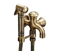 SXWYLZ Ducha Bidet para Wc Pared Grifo Bidet para Wc Válvula de Escuadra Doble Salida para Baño, Color Antiguo