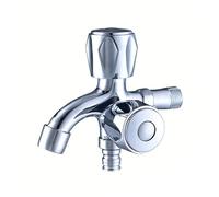 SXWYLZ Grifo Agua Fria de Doble Salida, Grifo Lavadero Pared, Grifos de Agua Fria para Baño, Aleación de Zinc, Cromo