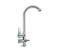 SXWYLZ Grifo Agua Fria Exterior Antihielo Grifo Jardin con Bifurcador de 1/2 Giratorio de 360° Grifos Doble Salida Doble Manija, Cromo