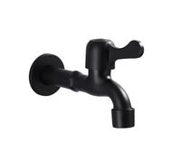 SXWYLZ Grifo Agua Fría Pared Acero Inox Caño 11 cm Grifo Monomando Negro | para Lavadero, Pila Fregona, Baño, Cocina, Garaje y Balcón, Rosca G1/2"