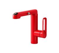 SXWYLZ Grifo Baño con Ducha Extraible, Grifo para Lavabo de 4 Modos, Grifos Mezclador Giratorio Extraíble, Manija Única, Agua Fría y Caliente, Aleación de Zinc,Rojo