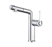 SXWYLZ Grifo Baño con Ducha Extraible, Grifo para Lavabo Giratorio 360°, 3 Modos Grifos Mezclador Extraíble, Manija Única, Agua Fría y Caliente,Cromo