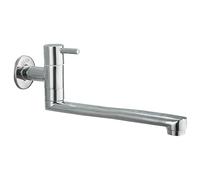 SXWYLZ Grifo Cocina de Pared Agua Fría Grifo Fregadero Pared Monomando Grifo de Lavabo Grifo Cocina de Pared Caño Largo Grifo Baño,Cromado,25Cm