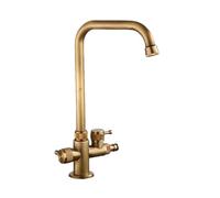 SXWYLZ Grifo de Agua Fría Antiguo Grifo Doble Jardin Decorativo Giratorio 360° Grifos Exterior Jardin Antihielo con Bifurcador Doble Manija