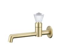 SXWYLZ Grifo de Agua Fría Montado en la Pared Grifo de Fregadero Grifos de Trapear la Piscina Manija Única de Cristal Adecuado para Baño y Cocina,Oro Cepillado