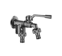 SXWYLZ Grifo de Agua Fria Pared Grifo Doble Jardin Antihielo Grifos Exterior 1/2 para Jardines y Patios, Color Gris
