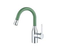 SXWYLZ Grifo de Baño con Ducha Extraible 2 Modos Grifo Fregadero Extensible Giratorio 360° Monomando Grifos de Agua Caliente y Fría,Verde + Cromo