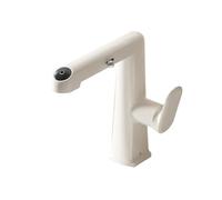 SXWYLZ Grifo de Baño Monomando, Grifo para Lavabo Giratorio, Grifos Fregadero Extraible, Griferia Ducha de Baño de 4 Modos, Agua Fría y Caliente, Aleación de Zinc,Blanco