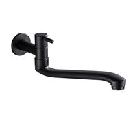 SXWYLZ Grifo de Cocina de Pared Grifo para Fregadero Monomando Grifo de Cocina Fregadero Acero Inoxidable Grifo de Lavabo Agua Fria Solo de Pared,Negro,31Cm