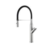SXWYLZ Grifo de Cocina Extraible Magnético Grifo Flexible con Manguera de Silicona de 2 Modos Grifos Fregadero Giratorio Grifos Monomando de Agua Caliente y Fría, Acero Inoxidable,Color Cepillado