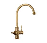 SXWYLZ Grifo de Jardín Antiguo Antihielo Grifo para Exterior Grifos Doble Salida con Bifurcador Giro de 360° Agua Caliente y Fría