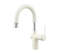 SXWYLZ Grifo de Latón Extraíble, Grifos de Lavabo Giratorio de Elevación Hacia Arriba y Hacia Abajo, 2 Modos Grifo Baño Extraible, Manija Única, Agua Fría y Caliente,Blanco