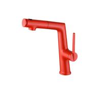 SXWYLZ Grifo de Lavabo Extraible Grifos para Lavabos de Baño de 3 Modos Grifo Monomando de Agua Fría y Caliente,Rojo