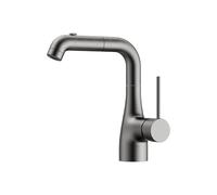 SXWYLZ Grifo de Lavabo Giratorio de Elevación Hacia Arriba y Hacia Abajo, Grifo Baño Extraible con 3 Modos, Grifos Fregadero, Manija Única, Agua Fría y Caliente,Gris