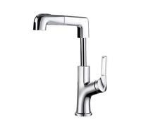 SXWYLZ Grifo de Lavabo Giratorio de Elevación Hacia Arriba y Hacia Abajo, Grifo Baño Extraible, Grifos Fregadero de 2 Modos, Monomando, Agua Fría y Caliente,Cromo