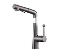 SXWYLZ Grifo de Lavabo Giratorio de Elevación Hacia Arriba y Hacia Abajo, Grifos de Baño de 3 Modos, Grifo Mezclador Extraíble, Monomando, Agua Fría y Caliente,Gris