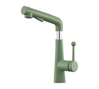 SXWYLZ Grifo de Lavabo Giratorio de Elevación Hacia Arriba y Hacia Abajo, Grifos de Baño de 3 Modos, Grifo Mezclador Extraíble, Monomando, Agua Fría y Caliente,Verde