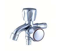 SXWYLZ Grifo de Lavadora Cromo, Grifo Doble Salida Pared, Grifos de Baño de Agua Fría para Fregadero de Fregona, Aleación de Zinc