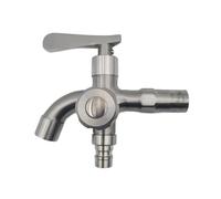 SXWYLZ Grifo Doble Salida Acero Inoxidable, Grifo Lavadero Mural, Grifos Baño Agua Fria 1/2", Color Cepillado