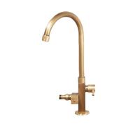 SXWYLZ Grifo Doble Salida Antiguo Grifo Exterior Jardin con Bifurcador Grifos de Agua Fría Giratorio de 360° Doble Manija