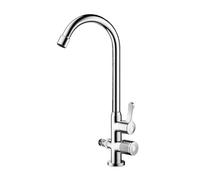 SXWYLZ Grifo Doble Salida Antihielo Grifo Exterior Jardin con Desviador de 1/2 Giratorio 360°, Grifos de Agua Fría Doble Manija,Cromo