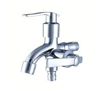 SXWYLZ Grifo Doble Salida Pared, Grifo de Agua Fría del Baño, Grifos para Lavadora 1/2", Aleación de Zinc, Cromo