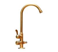 SXWYLZ Grifo Exterior Antihielo Grifo de Jardin Doble Salida Giratorio 360° Grifos Agua Fria para Jardín con Bifurcador Manija Doble,Color Antiguo