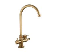 SXWYLZ Grifo Exterior Antihielo Grifo Patio Exterior dos Salidas Giratorio 360° Grifos de Agua Fría con Desviador dos Manijas, Color Antiguo