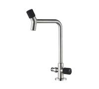 SXWYLZ Grifo Exterior Jardin Acero Inoxidable Grifo Doble Salida Giratorio 360° Grifos de Agua Fría con Bifurcador de 1/2" Manijas Dobles,Cromo