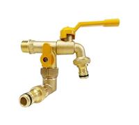 SXWYLZ Grifo Exterior Jardin de Pared Grifo de Agua Fría Antihielo Grifos Doble Salida 1/2 para Regar Flores y Lavar Autos,Cobre,A