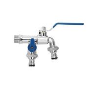 SXWYLZ Grifo Exterior Jardin Grifo Agua Fria Pared Grifos Jardin Doble Salida 1/2 Una Entrada y Dos Salidas para Uso en Patio,Cromo + Azul