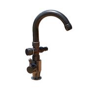 SXWYLZ Grifo Exterior Jardin Grifo de Agua Fría Antihielo Giratorio de 360° Grifos Doble Salida con Bifurcador de 1/2 Manijas Dobles,Negro