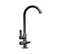 SXWYLZ Grifo Exterior Jardin Negro Grifo Agua Fria Antihielo Giratorio 360° Grifos Doble Salida con Desviador de 1/2" Manijas Dobles