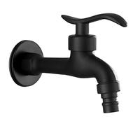 SXWYLZ Grifo Exterior Jardin Negro Grifo Pared Lavadero Grifos de Latón para Exteriores Grifo Pared Exterior Agua Fria Laton Grifo Terraza Exterior Pared,Negro
