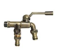 SXWYLZ Grifo Exterior Jardin Vintage Grifo Pared Exterior Agua Fria Laton de Bronce Grifo Jardin Doble Salida Laton Grifo Jardin 1/2 Antihielo