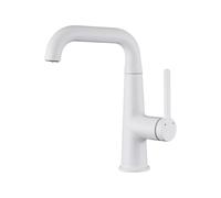 SXWYLZ Grifo Fregadero de Agua Fría y Caliente, Grifo Baño con Ducha Extraible, Grifos de Lavabos Giratorio de 360°, Grifos Mezclador de 2 Modos, Manija Única,Blanco