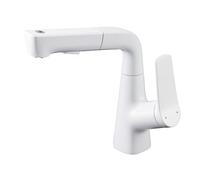 SXWYLZ Grifo Fregadero Extensible, Grifo Extraíble Giratorio para Baño, Grifos Mezclador 2 Modos, Grifos Elevable, Manija Única, Agua Fría y Caliente,Blanco