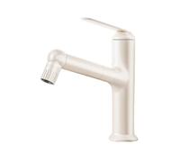 SXWYLZ Grifo Fregadero Extraible, Grifo de Baño con 2 Modos, Grifos de Lavabos Manija Única, Agua Fría y Caliente, Acero Inoxidable,Blanco Lechoso