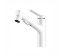 SXWYLZ Grifo Fregadero Mezclador, Grifo Lavabo con Manguera Extraible, Grifos para Lavabos de Baño de 3 Modos, Manija Única, Agua Fría y Caliente,Blanco