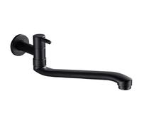 SXWYLZ Grifo Fregadero Pared Agua Fria de Acero Inoxidable Grifo de latón para Fregadero Grifo Monomando Cocina Pared Negro