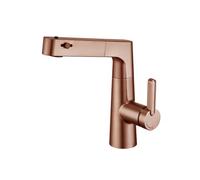 SXWYLZ Grifo Giratorio para Lavabo de Baño, Grifo Lavabo Ducha Extraible, Grifos Fregadero de 3 Modos, Grifos Elevable, Griferia Baño Monomando, Agua Fría y Caliente,Oro Rosa Cepillado