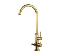 SXWYLZ Grifo Jardin Exterior Antihielo Grifo Patio Exterior dos Salidas Giratorio 360° Grifos de Agua Fría con Desviador de 1/2 Manijas Dobles,Color Antiguo