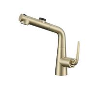 SXWYLZ Grifo Lavabo con Ducha Extraíble, Grifo de Baño Giratorio 360°, Grifos Fregadero de 3 Modos, Monomando, Agua Fría y Caliente, Acero Inoxidable,Oro Cepillado