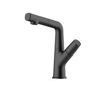 SXWYLZ Grifo Lavabo con Manguera Extraible, Grifo de Lavabo Giratorio de Elevación Hacia Arriba y Hacia Abajo, Grifos de Baño de 2 Modos, Manija Única, Caliente y Frío,Negro